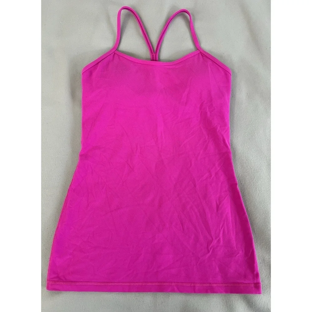 Lululemon Womens Pink Tank‎ Top Sleeveless Racerback Strap sports bra Size-6